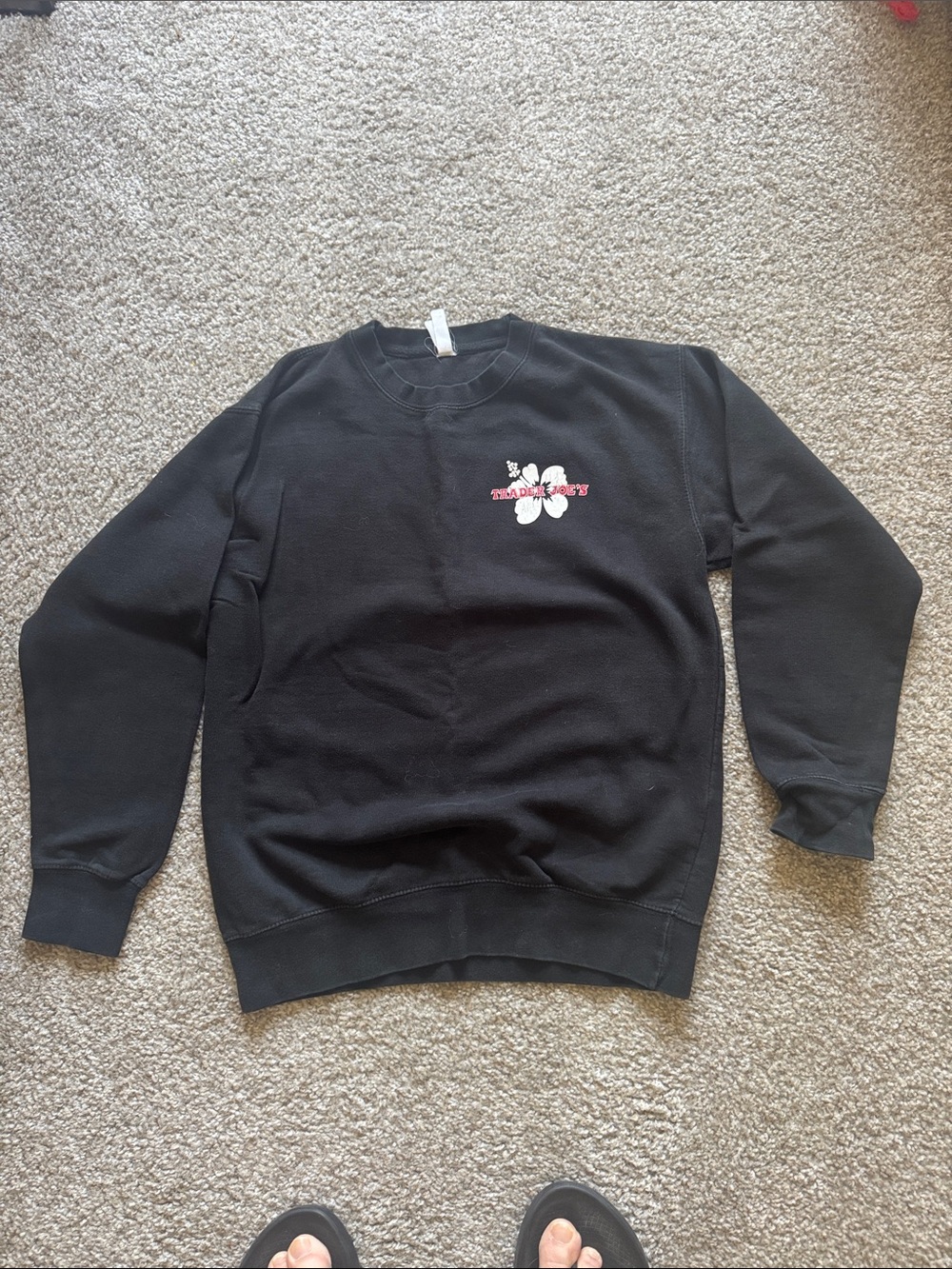 Trader Joe’s Employee Black Hibiscus Crewneck Small